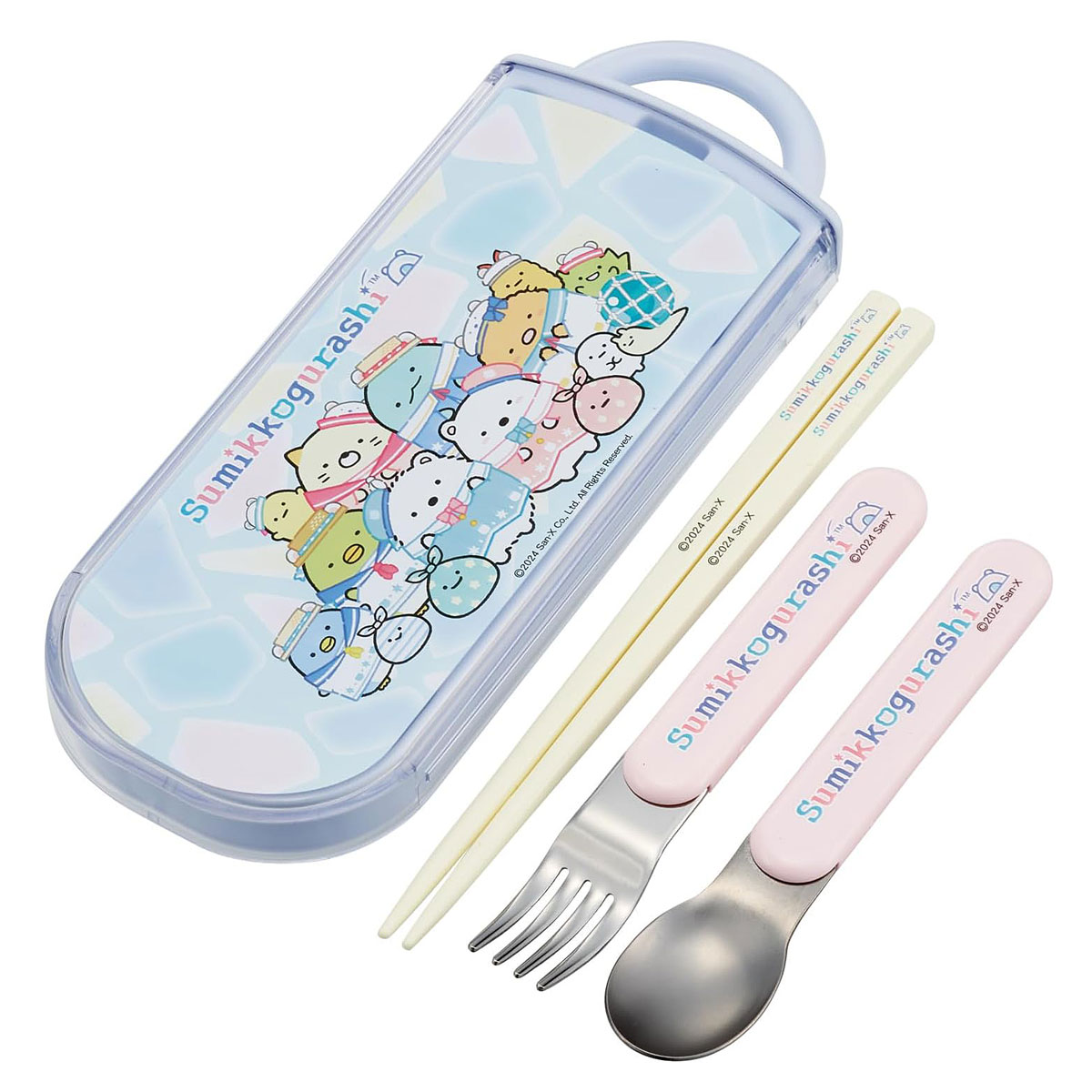 抗菌 食洗機対応 スライド式トリオセット すみっコぐらし TACC2AG【ハシ スプーン フォーク ケース付き..