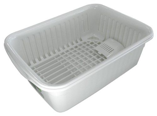 ポゼ 水切りセット(中) W(ホワイト)【抗菌加工付き食器の水切りバスケット】