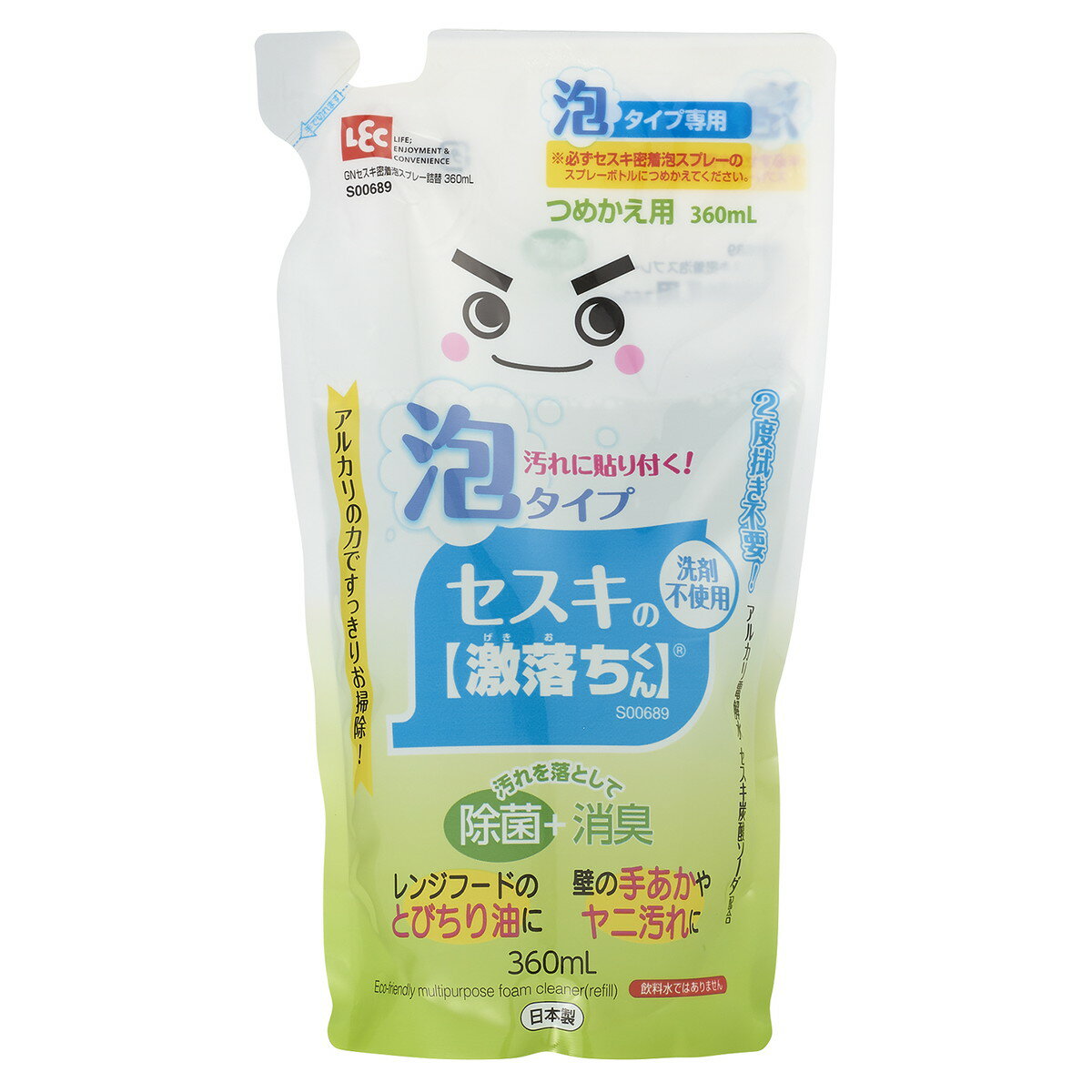 【まとめ買い3セット】激落ちくん セスキ密着泡スプレー 詰め替え 360ml S00689 レック 4903320047785 tw