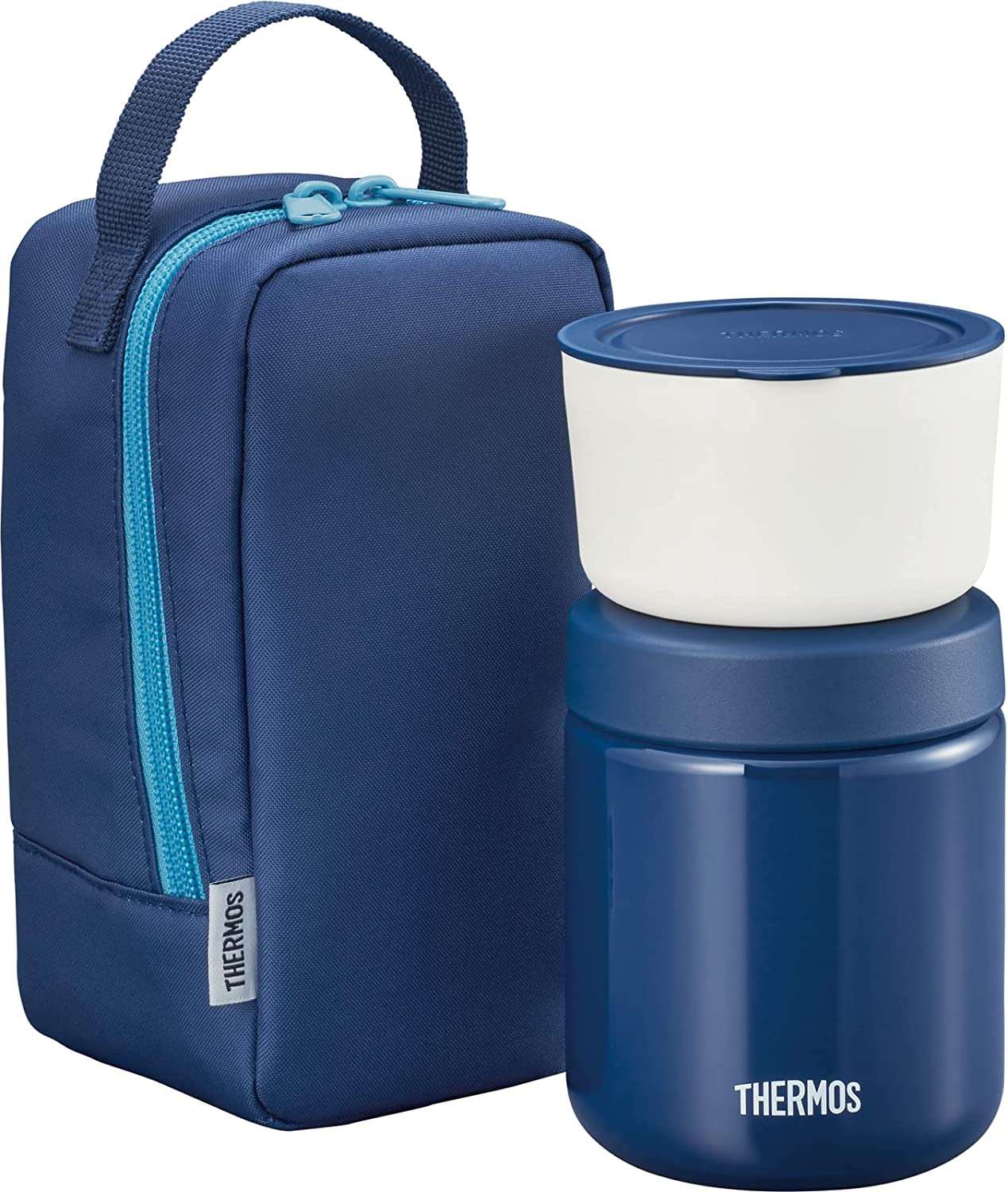 真空断熱スープランチセット 550ml ネイビー JBY-551【THERMOS スープジャー ステンレス 保温 カバー付き】