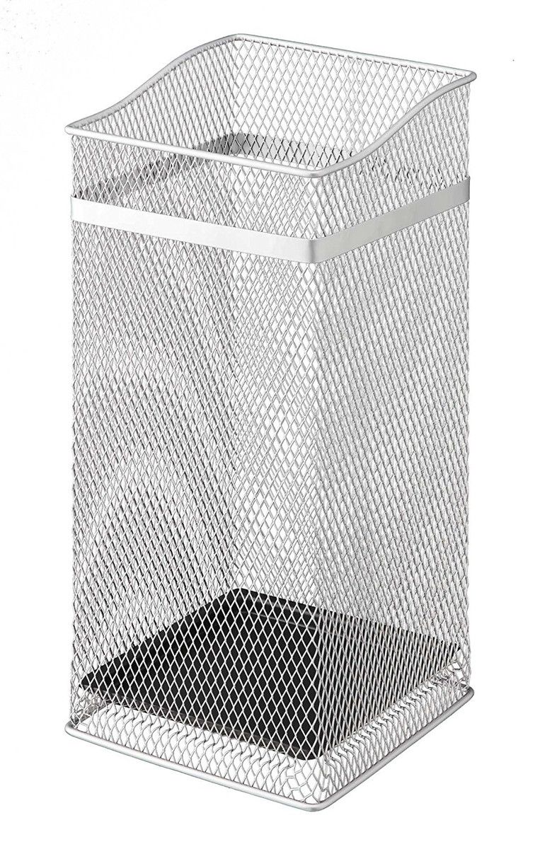 かさたて スクエアメッシュ シルバー【シンプルで使いやすいメッシュ製傘立て】