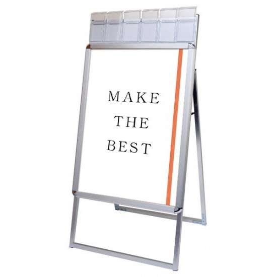 ポスターグリップスタンド看板パンフレットケース付(屋外用) B1片面シルバー PGSKP-B1KS-G【W778×D530×H1560mm 片面 ポスタースタンド カタログスタンド パンフレットスタンド 常磐精工】