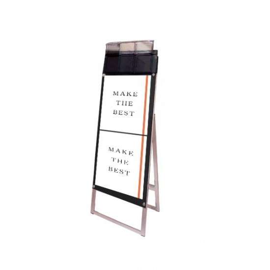 ポスター用スタンド看板パンフレットケース付 A3縦縦片面ブラック(屋外用) PSSKP-A3TTKB-G【W380×D440m..