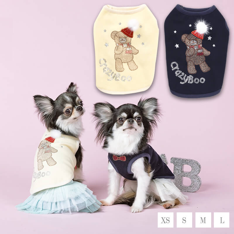 キラキラくまさんタンク XS/S/M/L CRAZYBOO -クレイジーブー- 犬服 ドッグウェア トイプードル チワワ ポメラニアン CB21AWのサムネイル