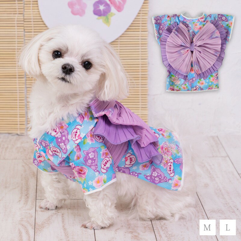 バタフライ花柄浴衣 M/L CRAZYBOO -クレイジーブー- 犬服 ドッグウェア トイプードル チワワ ポメラニアン CB23SSのサムネイル