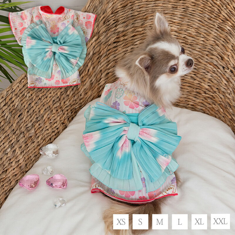ストライプ花柄浴衣 XS/S/M/L/XL/XXL CRAZYBOO -クレイジーブー- 犬服 ドッグウェア トイプードル チワワ ポメラニアン CB23SS その1
