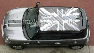 BMW MINI 3Dユニオンジャック ミニ R50&R53&R56&F56イギリス国旗 一枚物 印刷タイプルーフ ステッカー グラフィック 専用 cooper hatch back 3D Union Jack3Dタイプのはためくユニオンジャック!!カスタム オート パーツ DIY custom auto parts