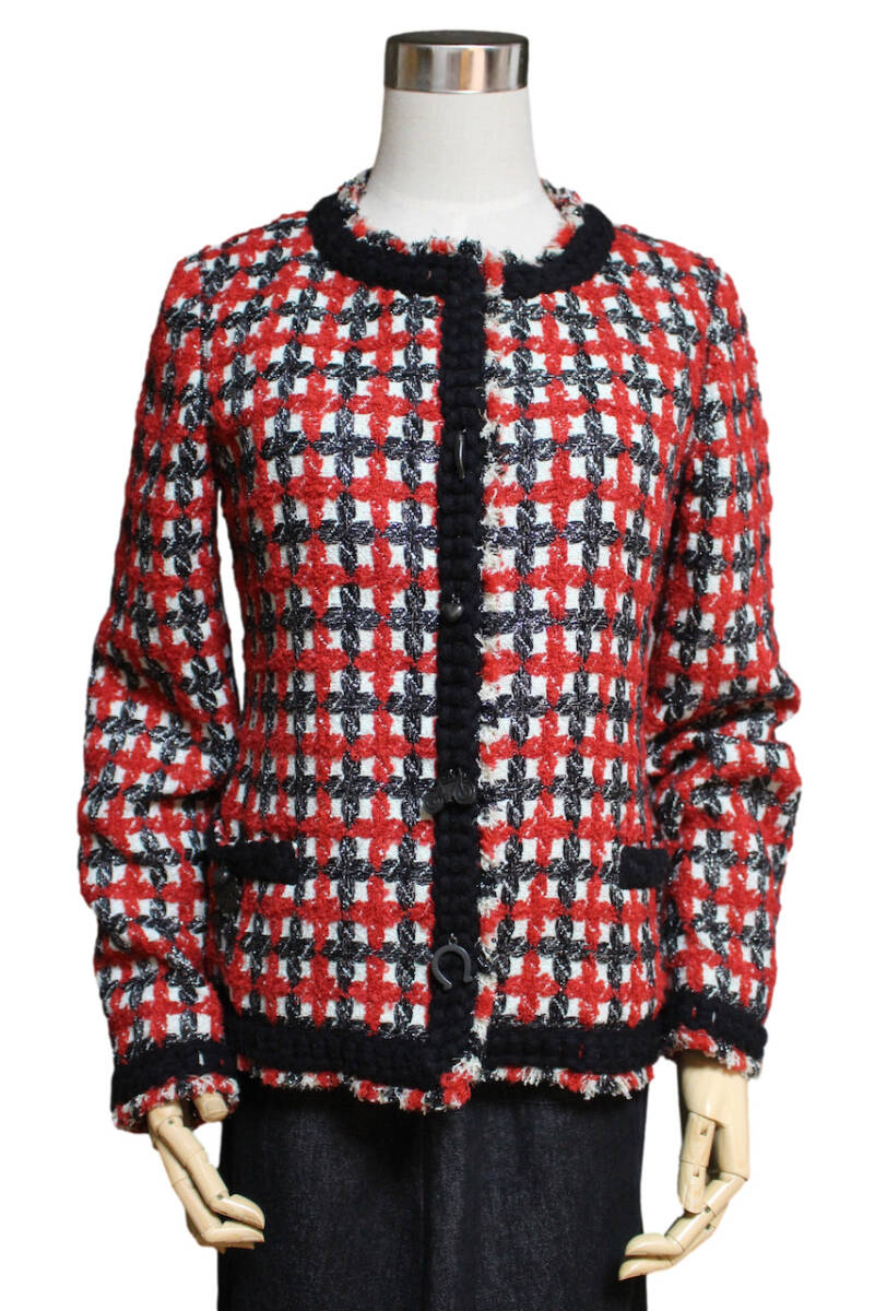 Rakuten - [中古]モスキーノ チープ&シック MOSCHINO CHEAP&CHIC メタルボタン ノーカラー チェックジャケット　イタリア製