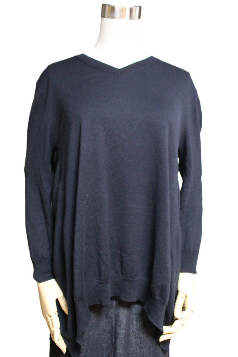Rakuten - [中古]LANVIN en Bleu 　リボン付き　ニット　チュニック　ブラック38 美品