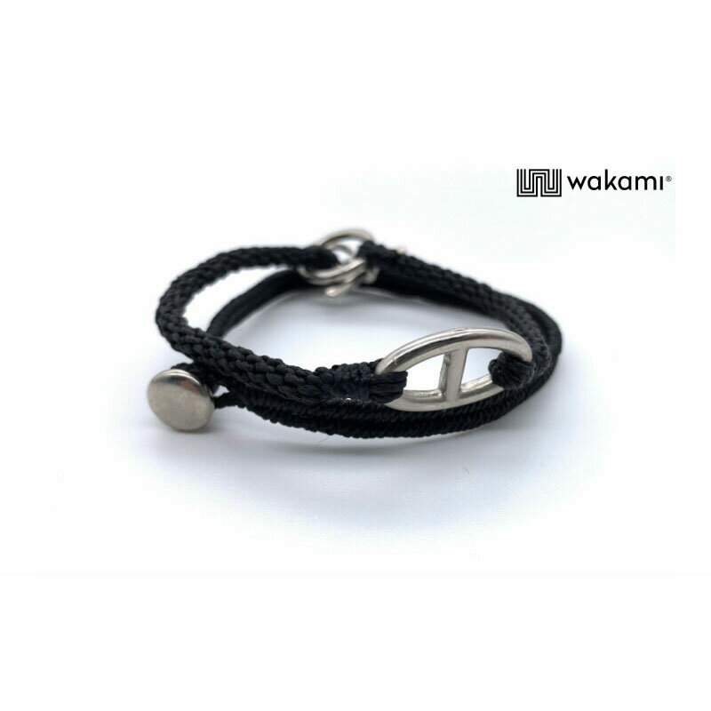 [wakami] ワカミ ブレスレット 2strand ancor bracelets WA20020 ＜black ブラック ユニセックス 水に強い 男女兼用 夏におすすめ フェア—トレード 手作り グァテマラ産＞