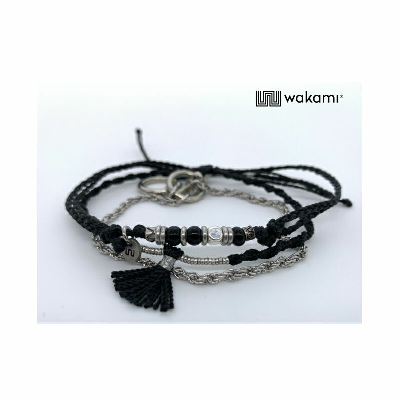 wakami ブレスレット メンズ [wakami] ワカミ アンクレット 3 Strand Stone Anklets WAAN2112-BLK ＜ブラック 3ストランド ユニセックス メンズ レディース アクセサリー ロング 小物 雑貨 ハンドメイド ペア＞