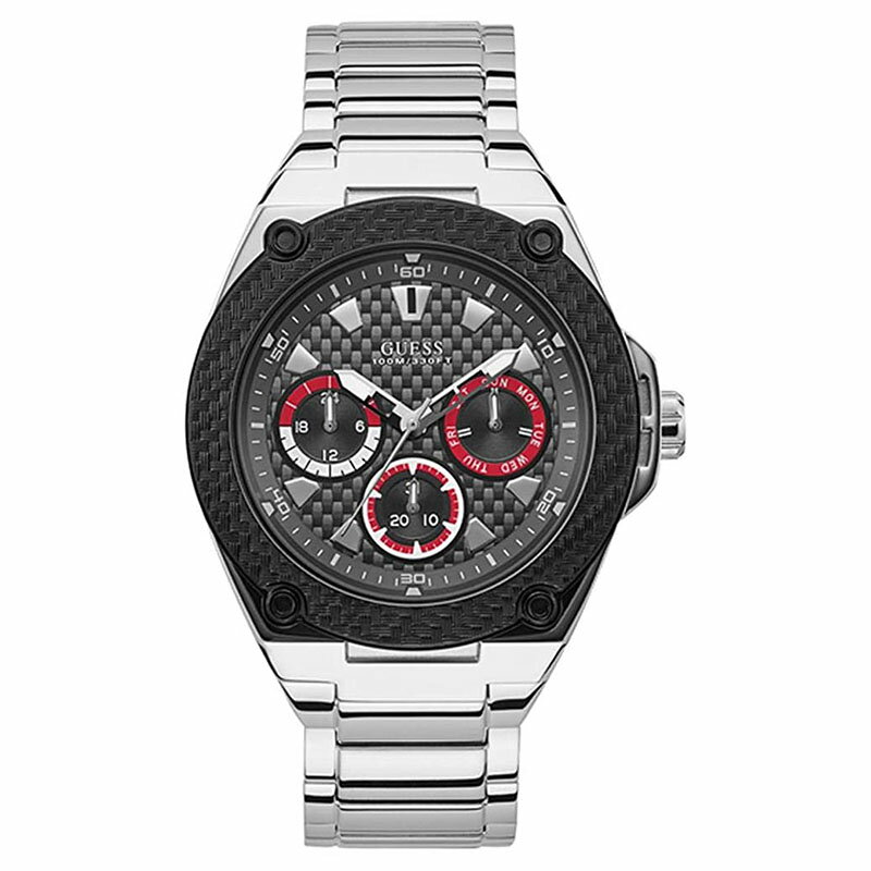 [GUESS] ゲス 腕時計 W1305G1 ＜ メンズ 45mm ブラック シルバー ＞