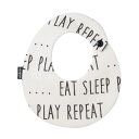 【メール便可】ベビースタイ eat sleep play柄 まる型★ビブ Bib オーガニックコットン 赤ちゃん よだれかけ おしゃれ ベビー 出産祝い お祝い 男の子 女の子［milcotton］