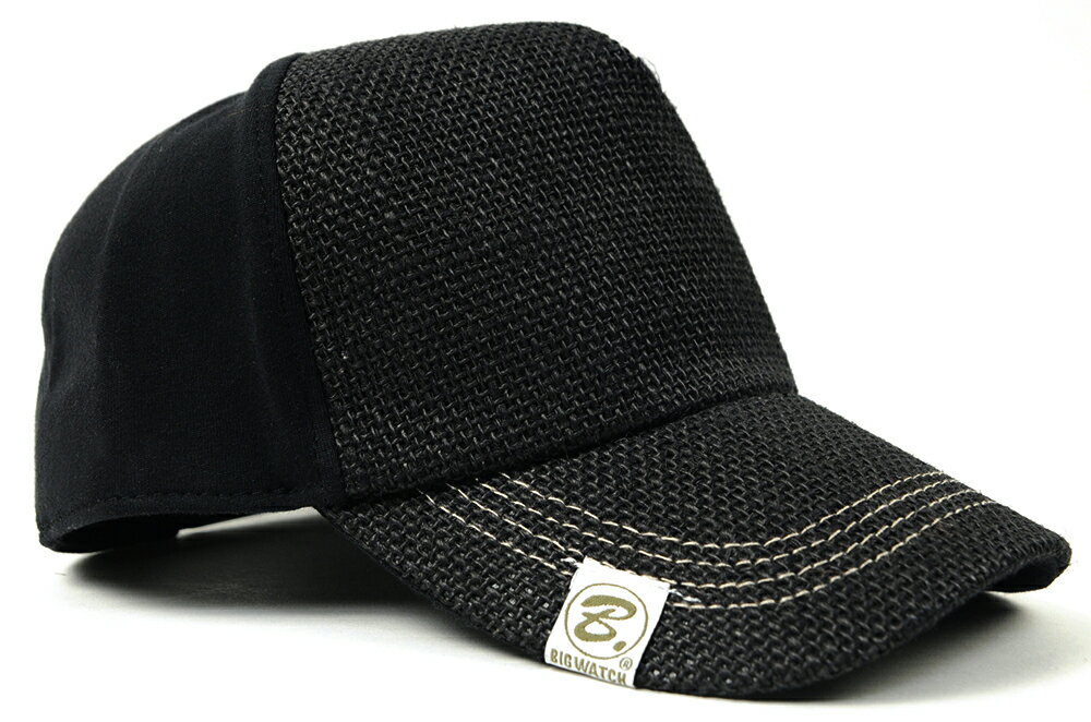 大きいサイズ メンズ 帽子 L XL キャップ 男女兼用 無地 ヘンプコットンキャップ ビッグワッチ BIGWATCH正規品 オールブラック 黒 ダメージ加工無し WCPMCT-01 春 夏 秋 UVケア