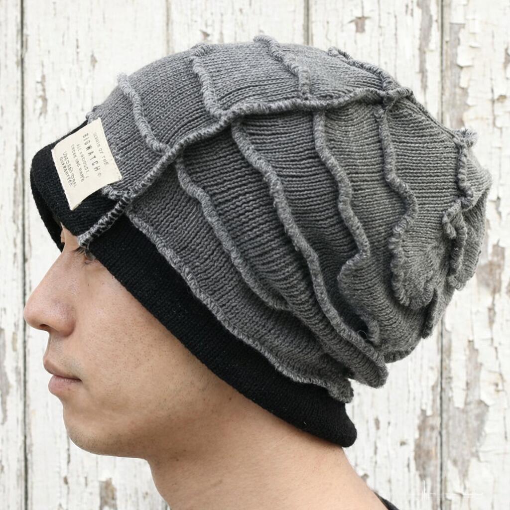 大きいサイズ メンズ 帽子 ボーダー BIGWATCH ビッグワッチ 正規品 グレーグラデーション グラデ ニット帽 ニットキャップ サイズ DB-02 春 秋 冬