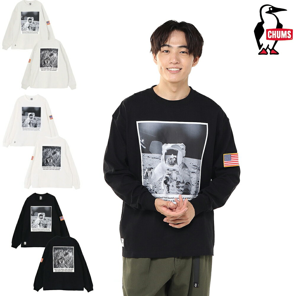 チャムス CHUMS正規品 スペースフォトブラッシュドロングスリーブTシャツ(ロンT/ロングTシャツ) クルーネック メンズ トップス コット..