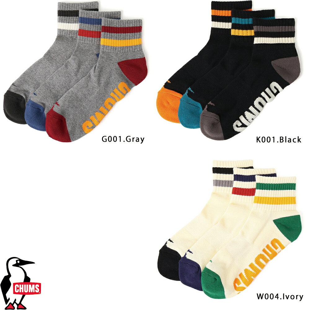 チャムス CHUMS正規品 3Pラインクルーソックス 靴下 3足セット 3Pack 抗菌防臭加工...