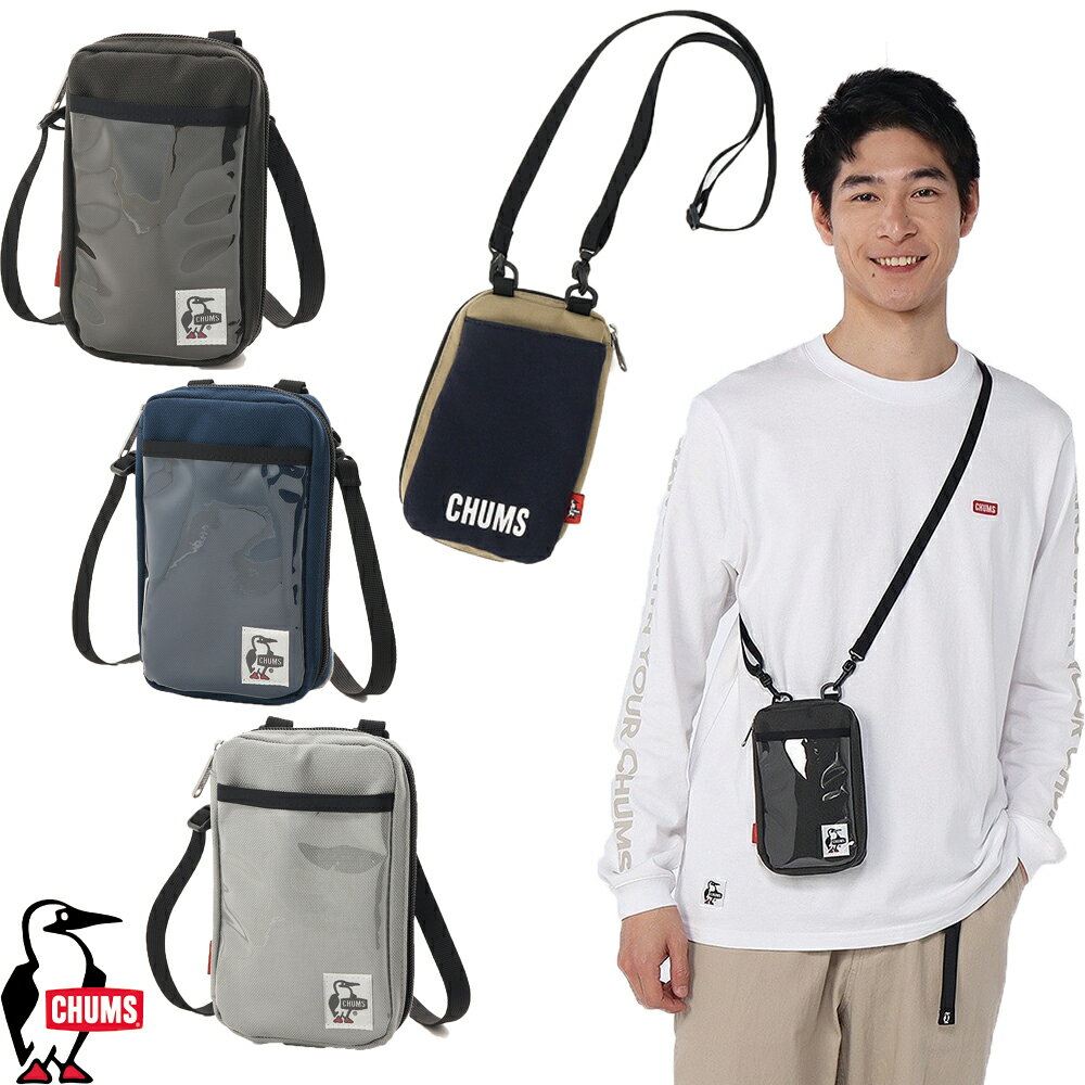 Rakuten - チャムス CHUMS正規品 リバーシブル スマートフォン ショルダーバッグ スウェット ナイロン 軽量 アウトドア CH60-4018 フェス 推し活 背面クリア