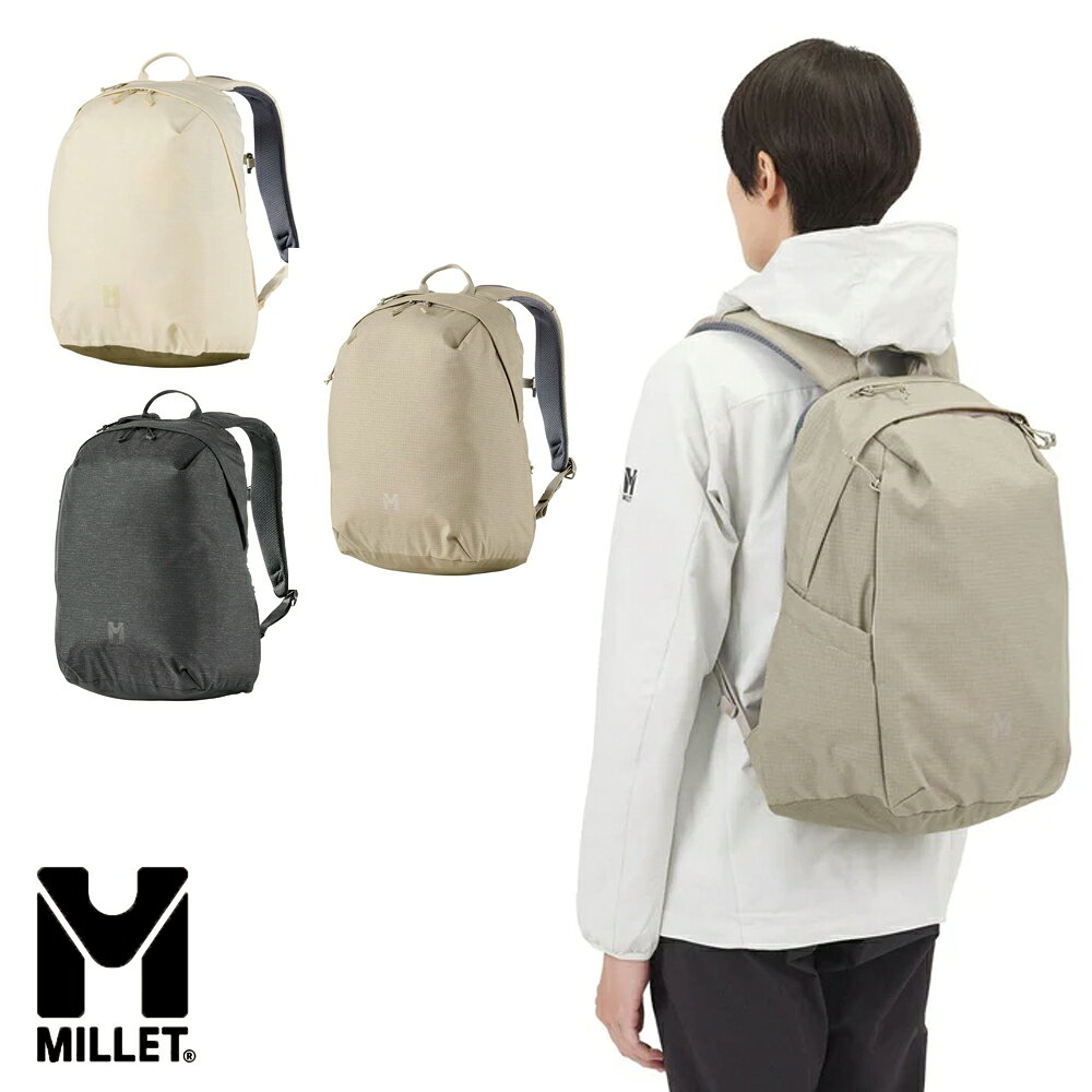 飽きのこないティアドロップ型のデザインと18Lという大きすぎないサイズ感で日常使いにもピッタリのデイパック。 軽さに加えて女性が背負ったときに最も快適になるように設計された背面長とショルダーハーネスのカーブは心地よいフィットを提供します。 ジッパーで大きく開くメインコンパートメントは出し入れしやすく、便利なインナースリーブも備えています。 また新モデルではサイドポケットのデザインやメイン内部の小分けポケットを見直し、より収納性を高めつつ、ボトルポケットにはカードケースなどを収納・固定しておくためのエラスティックループを備えて多様な使い方が可能になりました。 他にもスマートフォンやカード類を収納するトップのジップポケットや、背面には背負ったままアクセスできる位置に長めの財布が入るポケットなど、多彩で実用的な収納を多く備え、高いデザイン性と利便性を両立しました。 【スイウシリーズ】 シンプルで洗練されたデザインながら、丈夫で使いやすい機能をしっかりと備えた、身軽で自由な旅を楽しむ女性のためのリュックサック。 シリーズ名は草木の青葉に降る雨「翠雨」に由来し、薄手・軽量ながら高い耐久性を備えた210デニールのリップストップナイロンの素材は優れた耐水性能を備えており、レインカバー無しでもある程度の雨を防ぐことができます。 ちょっとしたお出かけから通勤、旅行や自然散策など幅広いシーンであなたに寄り添う相棒となってくれるでしょう。 装備 ・高い撥水性を備えた丈夫なリップストップナイロン素材 ・ジップオープン式のメイン収納アクセス ・小物収納に便利なフロントジッパーポケット ・アウトサイドボトルホルダー ・トップジッパーポケット ・背面にパスポートや長財布などを収納可能なジッパーポケット ・メイン収納内部に複数のメッシュポケット ・インナーPCスリーブ ・チェストストラップ ・パスケースなどの携行に便利なマルチループ付きのサイドジッパーポケット ・女性の身体にフィットしやすいショルダーハーネス ・対応ノートPC：14インチ 素材 メランジ 210D リップストップ ナイロン92% ポリエステル8% / 耐水1,500 重量 570g サイズ W30_H43_D18cm バックレングス（背面長） U=43cm キャパシティ 18L ※掲載画像には一部サンプル画像が含まれるため、実際の商品と異なる場合がございます。MILLET MIS01338 SUIU DAY 18