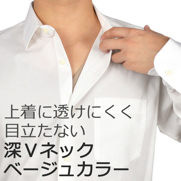 深Vネック脇汗パッド付きシャツワイドパッド(マイクロキュービック)