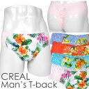 メンズ Tバック ショーツ ハイビスカスプリント バックレース CREAL 男性下着 メール便発送(4)
