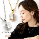 【本日限定★全品ポイント10倍】ネックレス レディース ショート チェーン スクエア 多面カット キュービックジルコニア ビジュー 大人 華奢 ゴールド シルバ...