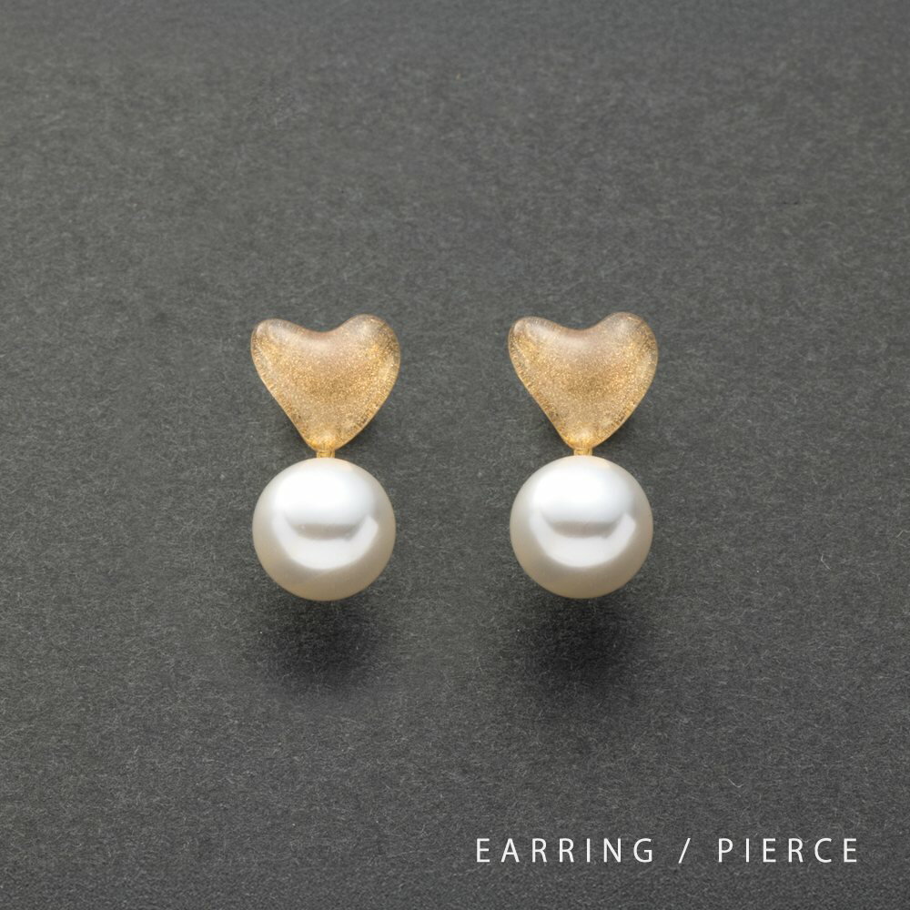 【ゆうパケットOK】 選べる イヤリング ピアス 金属アレルギー ニッケルフリー 18kコーティングチタンポスト レディース ハート パール クリア メタル 大...