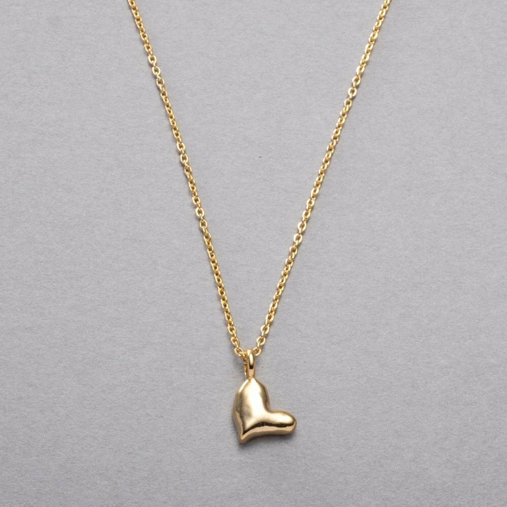 【ゆうパケットOK】 ネックレス 金属アレルギー ニッケルフリー 18kコーティング レディース ショート チェーン ハート メタル クラフト調 変形 小さめ ...