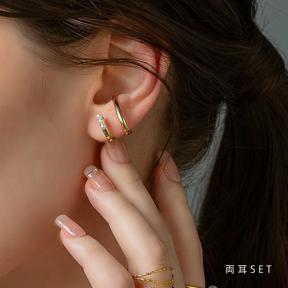 【全品送料無料×P最大47倍!】 イヤーカフ 金属アレルギー ニッケルフリー 18kコーティング レディース イヤーカフス イヤカフ イヤリング 両耳用 パール...