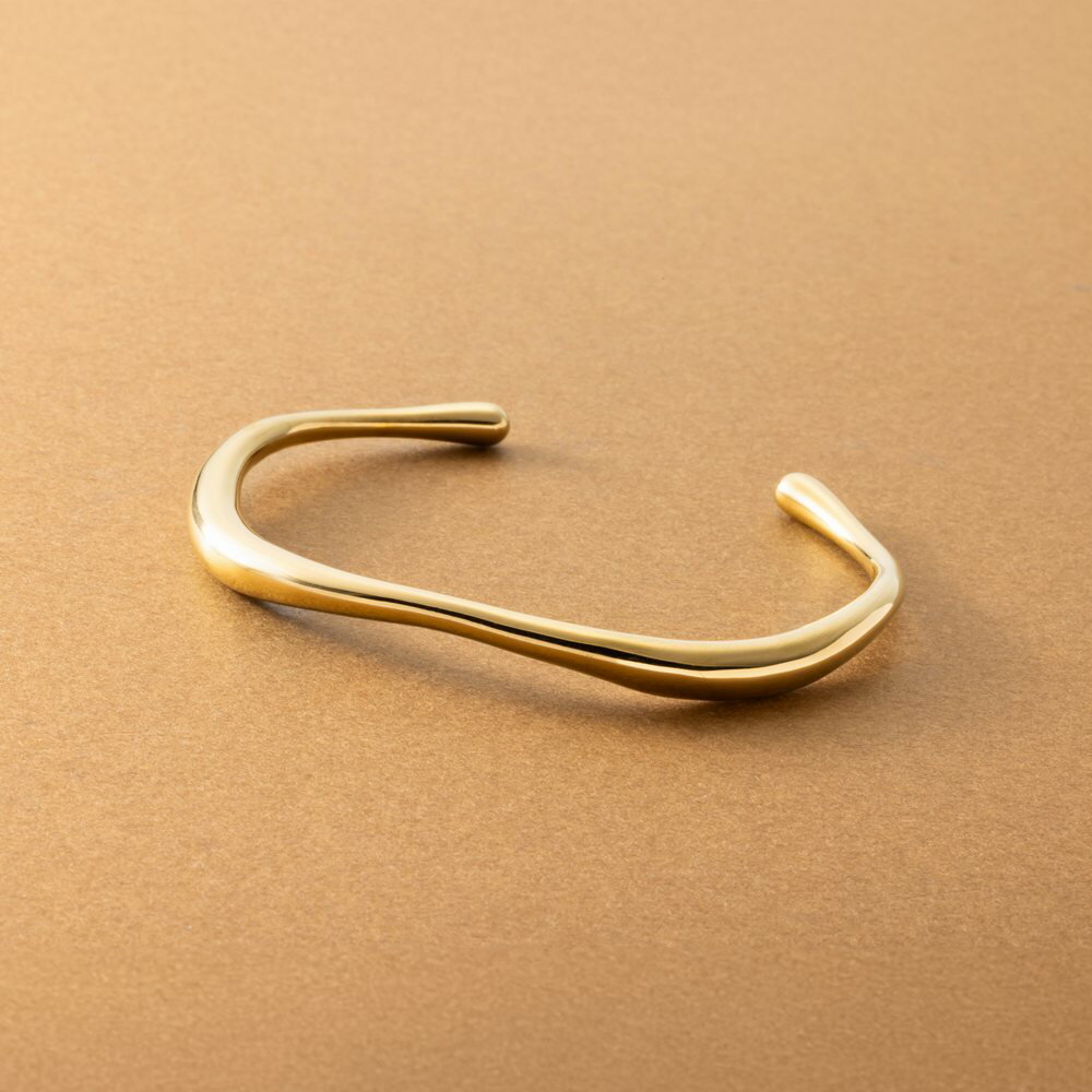 【ゆうパケット送料無料】 ステンレス製 バングル 金属アレルギー つけっぱなし サージカルステンレス レディース カーブ 変形 歪み ぷっくり メタル 艶 C型...