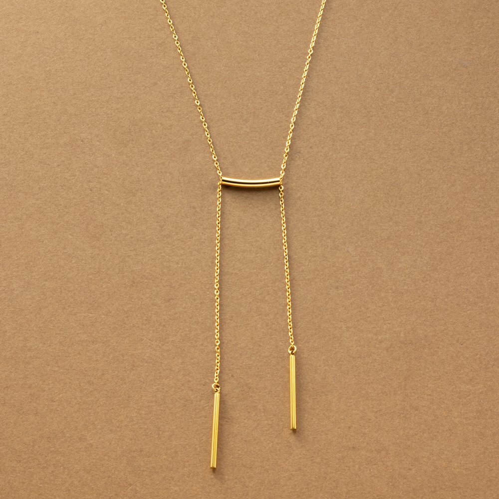 【ゆうパケットOK】 ステンレス製 ネックレス 金属アレルギー つけっぱなし サージカルステンレス レディース ショート チェーン バーモチーフ メタル バー ...