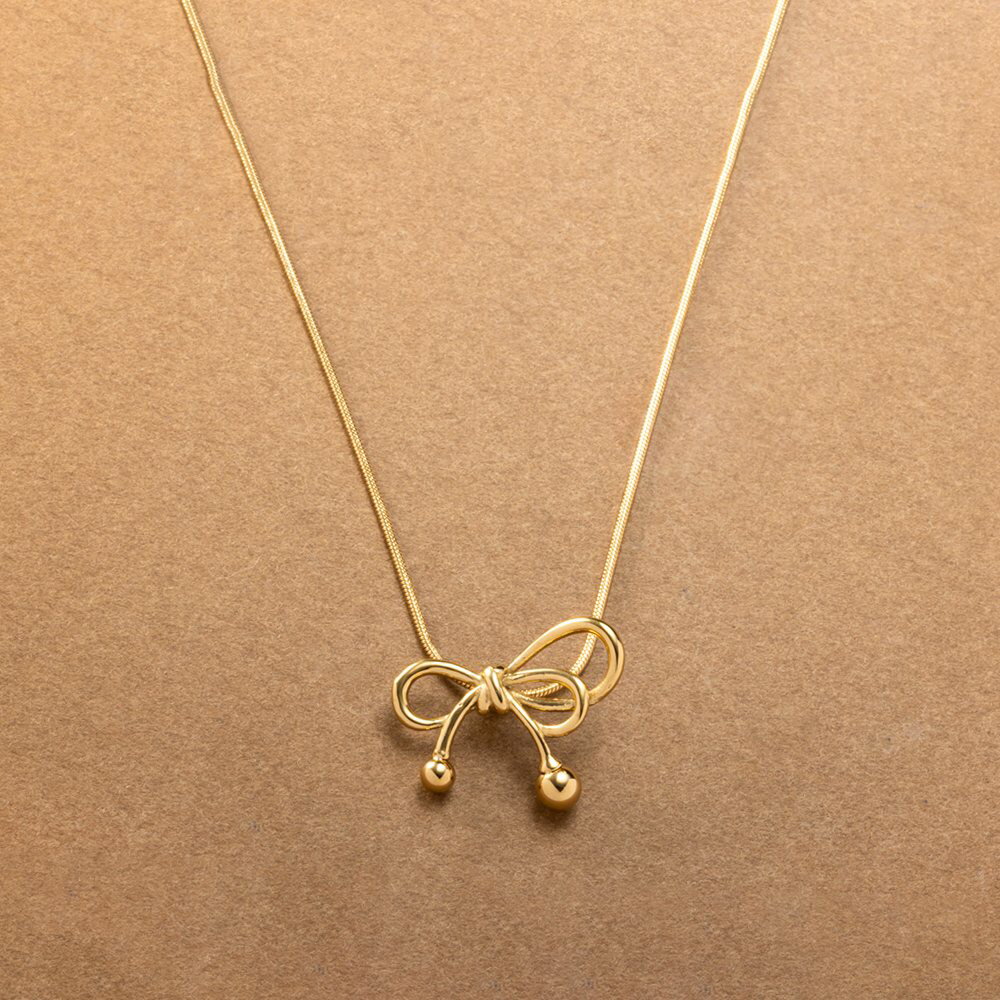 【ゆうパケットOK】 ステンレス製 ネックレス 金属アレルギー つけっぱなし サージカルステンレス レディース ショート チェーン リボン アシンメトリー アシ...