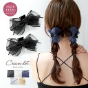 【ゆうパケットOK】 2点セット バンスクリップ ヘアクリップ レディース リボン オーガンジー 透け感 小さめ 小ぶり ヘアアクセサリー 髪留め まとめ髪 2...