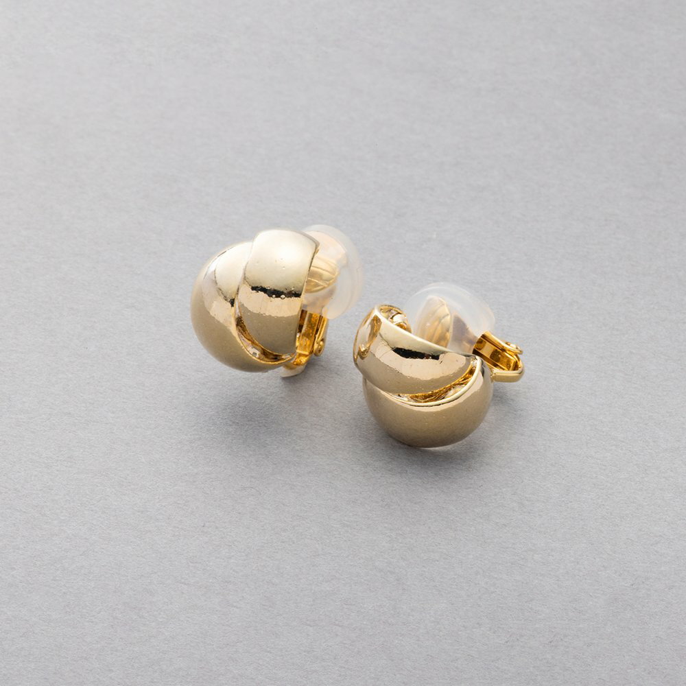 【ゆうパケットOK】 イヤリング レディース クリップ式 フープ ぷっくり メタル ダブル 艶ライン 大人 上品 ゴールド シルバー outlet