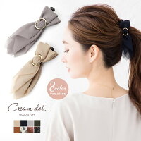 バナナクリップ しっかり留まる リボン シフォン ヘアクリップ ヘアアクセサリー 大人 上品 エレガント 華奢 シンプル フェミニン ベージュ ネイビー グレー カーキ キャメル 花柄