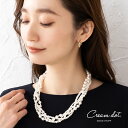 【ゆうパケット送料無料】 ネックレス レディース ショート パール 4連 ランダム 華やか ミックス ボリューム 大人 ホワイト