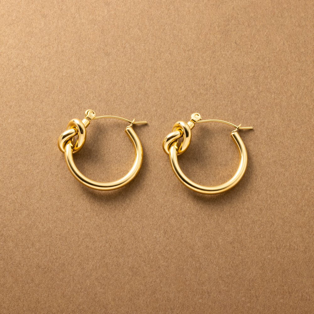 【ゆうパケット送料無料】 ピアス ステンレス フープピアス 金属アレルギー つけっぱなし サージカルステンレス レディース クロッシングピアス ノット 結び目 ...