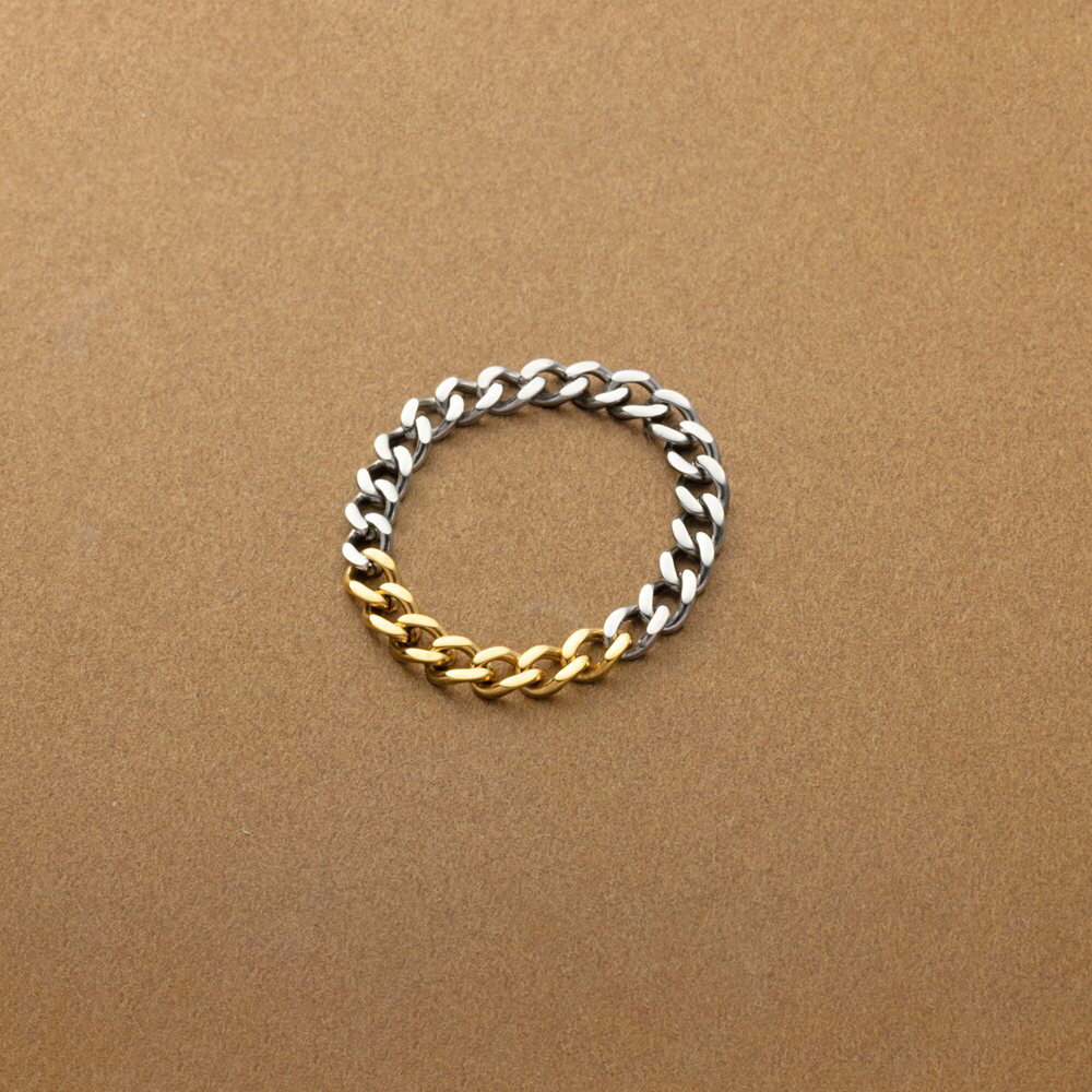 【SOY大賞受賞記念★全品30％OFFクーポン！】ステンレス製 リング 指輪 金属アレルギー つけっぱなし サージカルステンレス レディース 喜平チェーン コンビカラー バイカラー 12号 15号 大人 ゴールド シルバーのサムネイル
