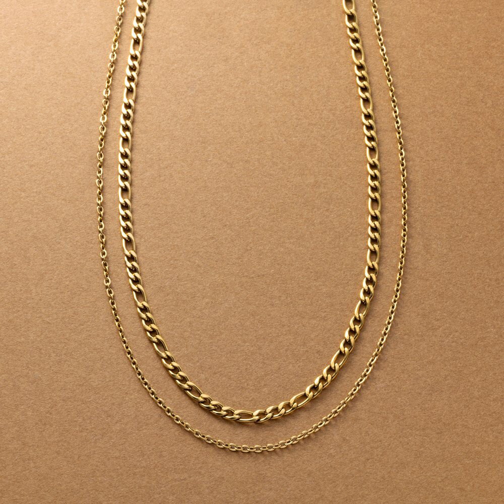 【ゆうパケットOK】 ステンレス製 ネックレス 金属アレルギー つけっぱなし サージカルステンレス レディース ショート チェーン 2連 レイヤード 重ねづけ ...