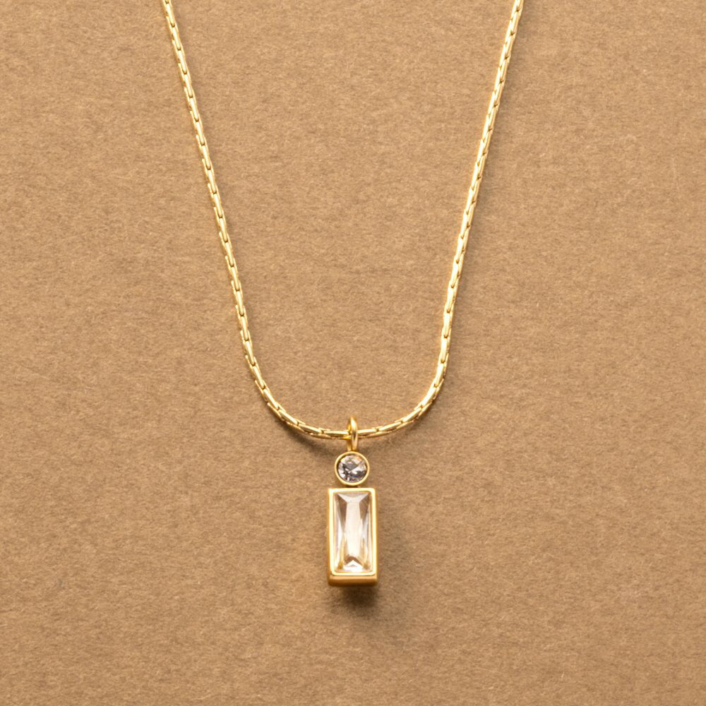 【ゆうパケットOK】 ステンレス製 ネックレス 金属アレルギー つけっぱなし サージカルステンレス レディース ショート チェーン ビジュー スクエア 四角 多...