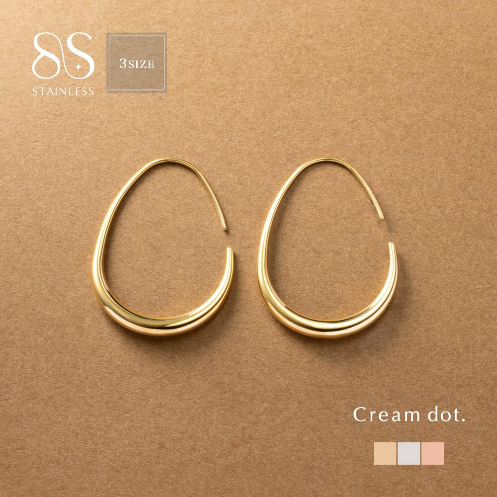 【ゆうパケット送料無料】 ステンレス製 フープピアス 金属アレルギー つけっぱなし サージカルステンレス レディース フック ドロップ メタル 艶 シンプル 大...