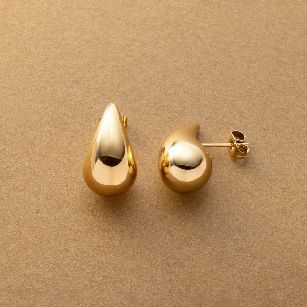 【ゆうパケット送料無料】 ステンレス製 ピアス 金属アレルギー つけっぱなし サージカルステンレス レディース ドロップ ぷっくり メタル しずく 大人 ゴール...