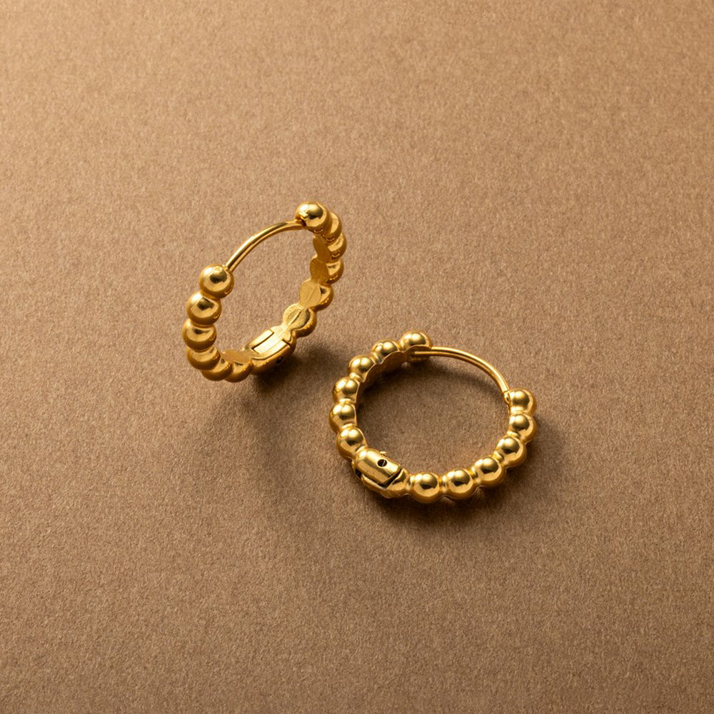 【全品送料無料×P最大47倍！】 ステンレス製 ピアス フープピアス 金属アレルギー つけっぱなし サージカルステンレス レディース メタルボール スフィア 中折れ キャッチレス 開閉式 大人 華奢 ゴールド シルバー ピンクゴールドのサムネイル