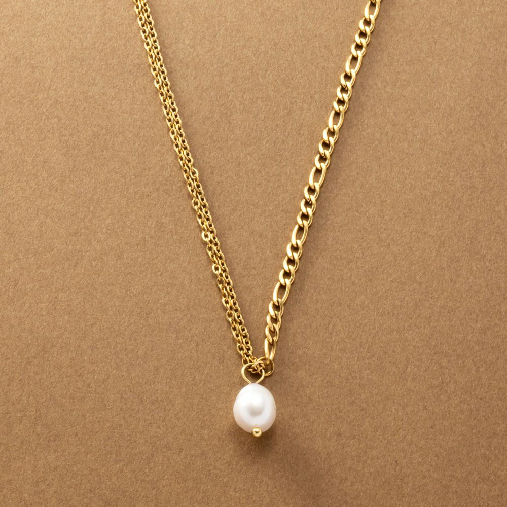 【ゆうパケットOK】 ステンレス製 ネックレス 金属アレルギー つけっぱなし サージカルステンレス レディース ショート チェーン 淡水パール 一粒 切り替え ...