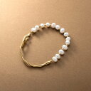 【全品送料無料×P最大47倍!】 ステンレス製 ブレスレット 金属アレルギー つけっぱなし サージカルステンレス レディース 淡水パール メタル クラフト調 歪み 切り替え MIXデザイン フックデザイン 大人 ゴールド シルバー