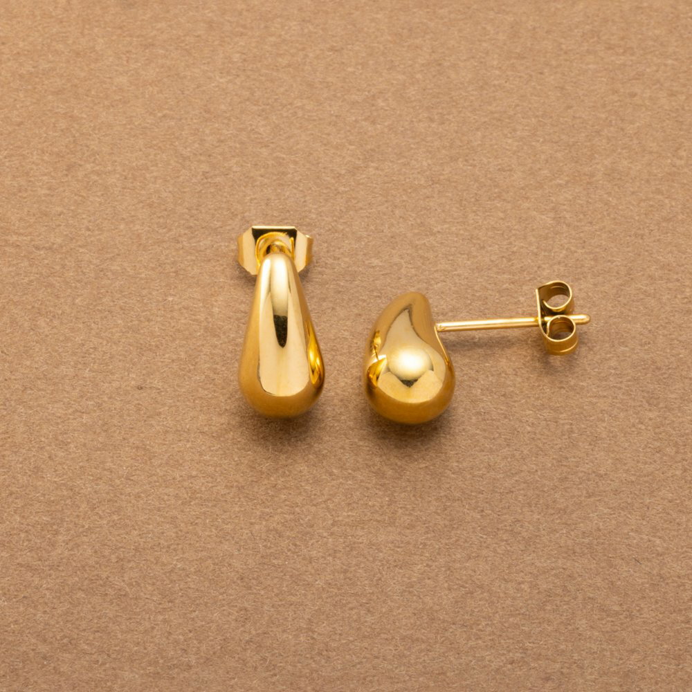 【ゆうパケット送料無料】 ステンレス製 ピアス 金属アレルギー つけっぱなし サージカルステンレス レディース ドロップ ぷっくり しずく メタル スタッドピアス 大人 ゴールド シルバー ピンクゴールドのサムネイル