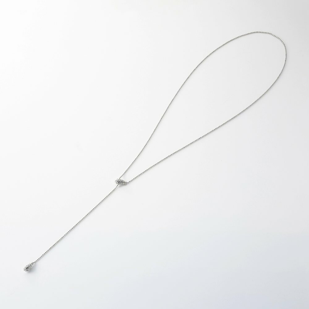 最大30%OFF×全品送料無料！【サージカルステンレス】ステンレス製 ネックレス 金属アレルギー対応 つけっぱなし レディース ロングネックレス Y字ネックレス チェーン パヴェ ドロップ スライド式 調整可能 大人 上品 シルバー