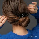 【全品送料無料×P最大47倍!】 バレッタ ヘアクリップ ヘアアクセサリー ドット ビジュー 4タイプ ブラックカラー スクエア オーバル スティック 髪留め ...