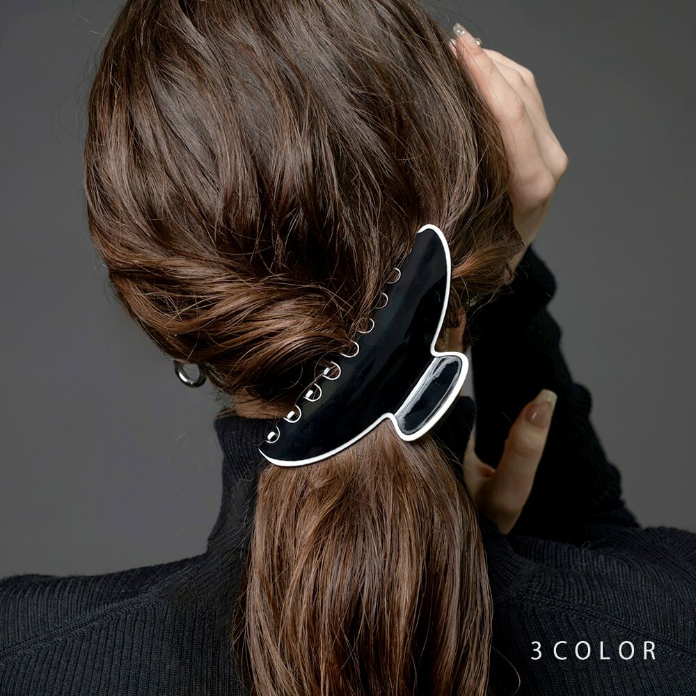 【一部予約:6月下旬】【全品送料無料×P最大47倍!】 バンスクリップ ヘアクリップ レディース ヘアアクセサリー バイカラー パイピング 大きめ ボリューム 挟むだけ 簡単 しっかり留まる 多毛 髪留め まとめ髪 大人 ブラック アイボリー