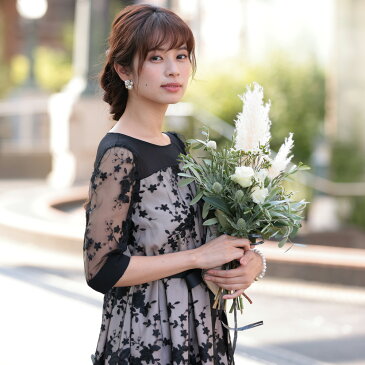 パーティードレス 結婚式 大きいサイズ ワンピース ドレス パーティー 20代 30代 40代 50代 袖あり 袖付き 半袖 セットアップ パーティ お呼ばれ 謝恩会 服 フォーマル レディース 大人 リボン レース